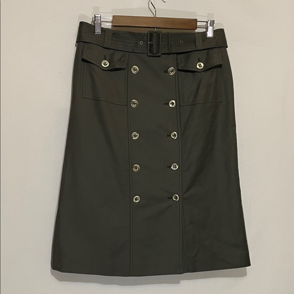 Ellen Tracy Olive Double-Breasted Pencil Skirt Sz8